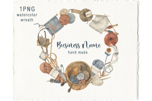 Download Watercolor Knitting Wreath - Knitting Collection