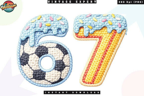 Download Number 67 Sports Crochet Yarn Faux PNG - Crochet Collection