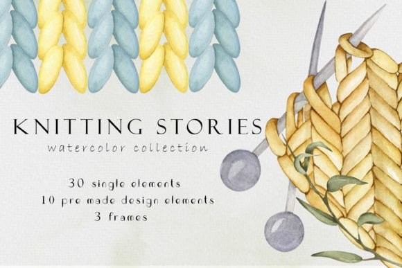 Download Watercolor Knitting Stories Clipart - Knitting Collection
